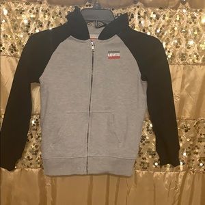 Boys black Levi & grey sweater zip up